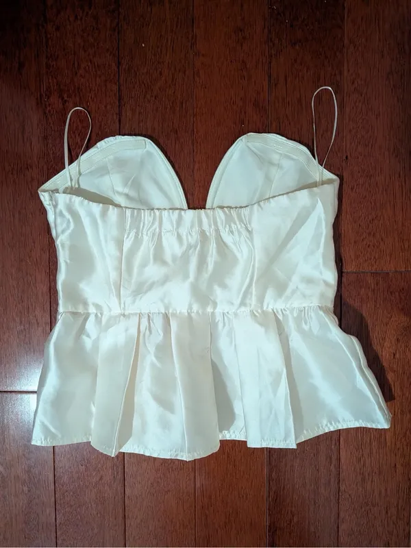 12th Tribe Ivory Satin Peplum Corset Cami Top - Image 2