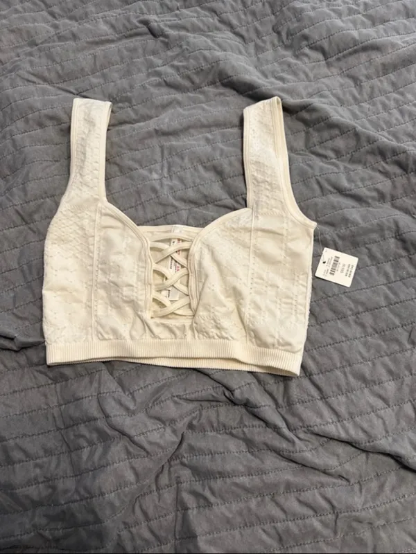 NWT Anthropologie ivory crop top xxs/xs - Image 9