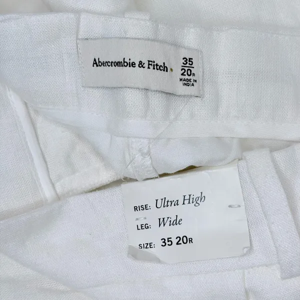 Abercrombie & Fitch White Sloane Linen Blend Pants - Image 5