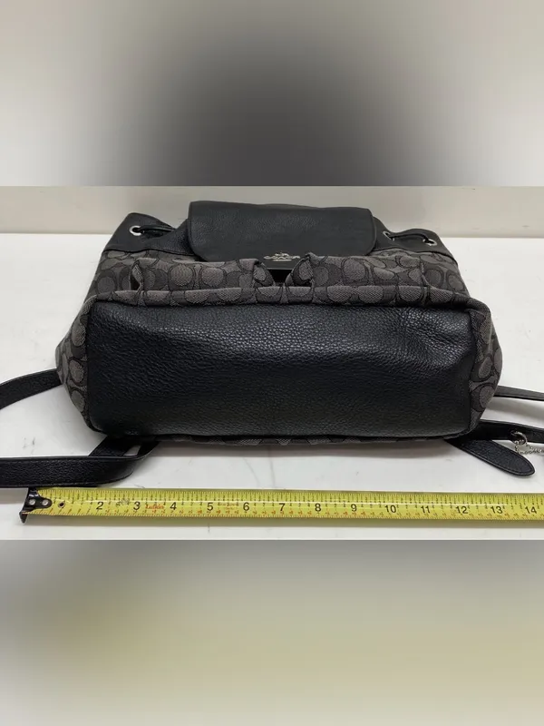 Coach Billie Black and Charcoal Signature Drawstring Backpack - Image 3