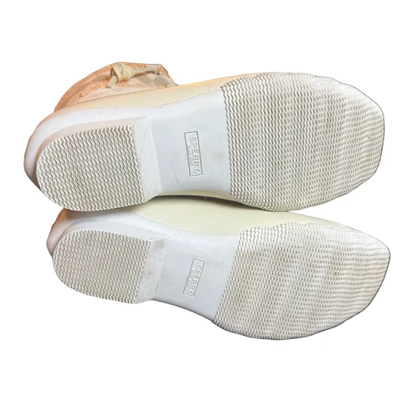 Sperry Saltwater Duck Boots Cream Beige Geometric Textile Womens 8.5 Western Boh - Image 3