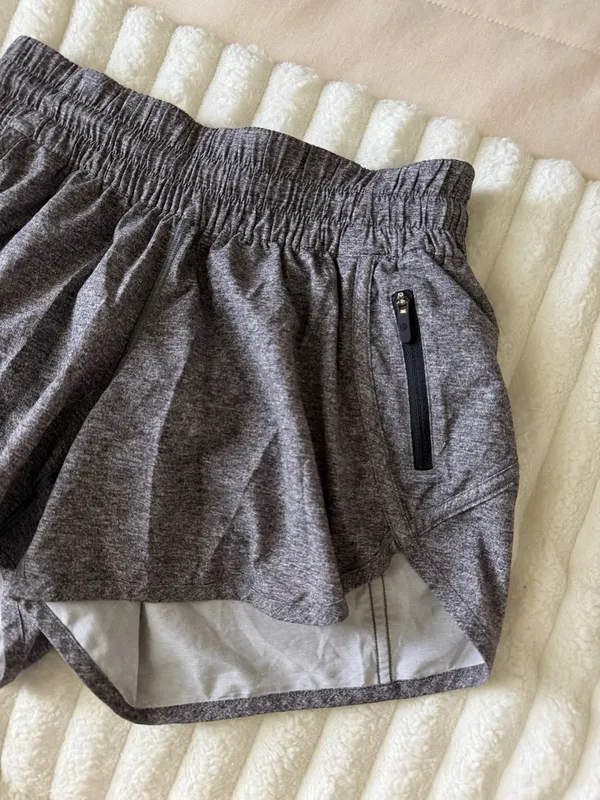 lululemon athletica Heathered Charcoal Athletic Shorts with Zipper Pocket 4” - Image 2