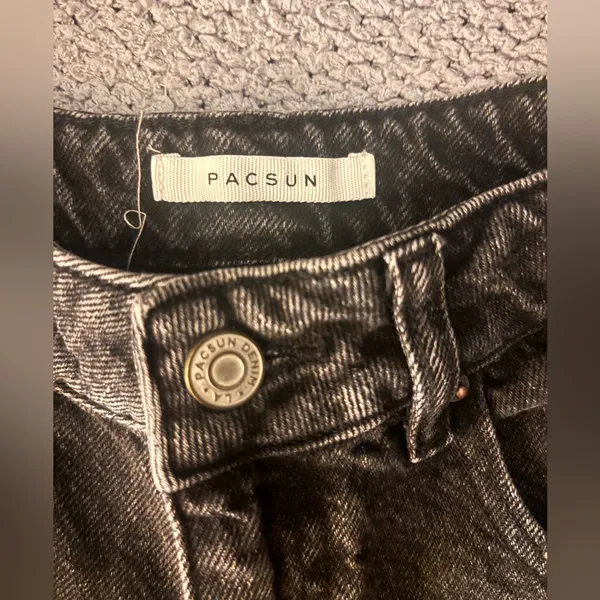 PacSun Washed Black High-Rise Denim‎ Shorts size 27 - Image 3