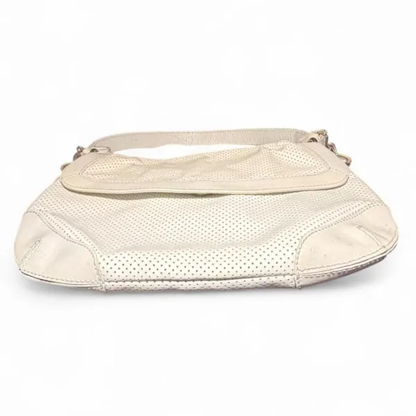 Lauren Ralph Lauren Ivory Perforated Leather Boho Shoulder Bag Equestrian - Image 3
