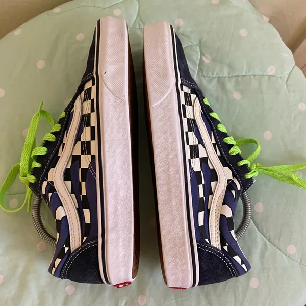 Vans Old Skool Blue / Black Checkered shoes Women’s size 7.5 / Mens size 6 - Image 7
