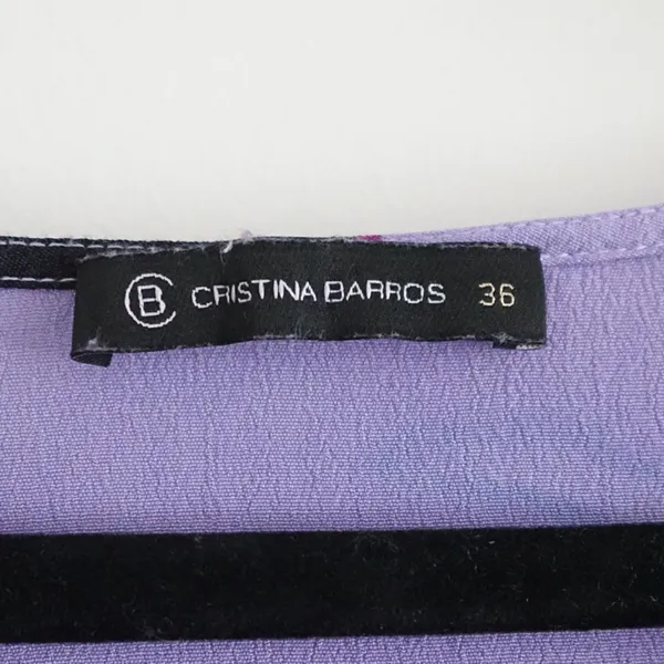 Vintage Y2K Cristina Barros Purple Magenta & Black Polka Dot Tunic Top Size IT36 - Image 5