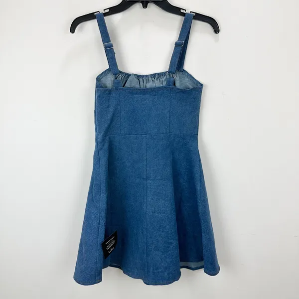Lulus Considered Charisma Blue Chambray Bustier Mini Dress Cute A Line M NWT - Image 7