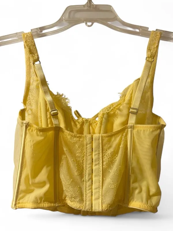 Victoria's Secret Yellow Lace-Up Corset Crop Top - Image 2