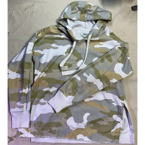 Aerie Camo Hoodie XS 100% Cotton Lounge Athleisure Green Pullover Army D45 - Image 2