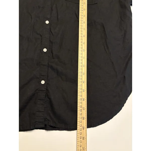 Aerie Women's Black Button Up Shirt Casual Lightweight Minimalist Size Medium - Image 10