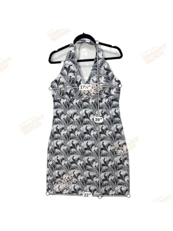 Tommy Hilfiger Women Size 12 Halter Dress Black White Floral Cotton Midi‎ - Image 5
