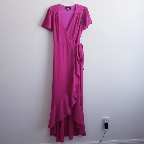 Lulu's Magenta Ruffle Maxi Wrap Dress - Image 2