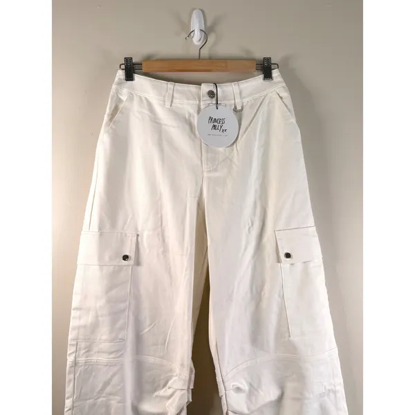 Princess Polly White Wide Leg Cargo Pants High Waisted Utility Trousers Size 4 - Image 4