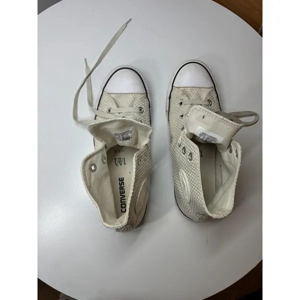 Women's Converse Size 8 Chuck Taylor All Star Hi Snake Skin Woven White Waffle‎ - Image 8