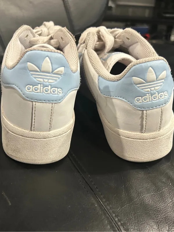 adidas White Sneakers with Light Blue Stripes - Image 2