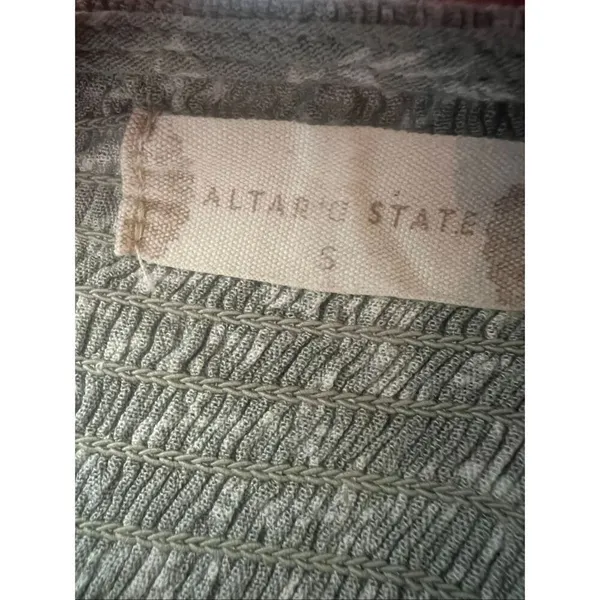 Altar'd State Sage Gray Green Ivory Floral Ruffle Sleeve Mini Dress S - Image 3