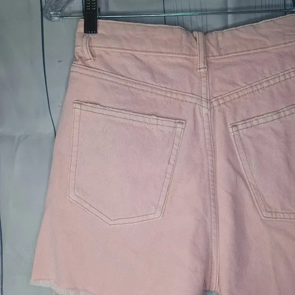 Zara Faded pink Frayed Hem High-Rise Coquette Festival Casual Jean shorts - Image 8