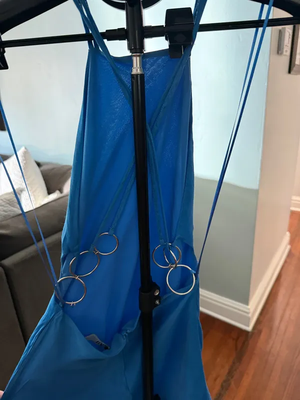 Zara Vibrant Blue Mini Dress Metal Detail Size XS - Image 8