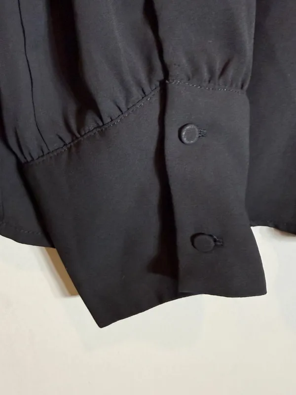 J. Crew Long-Sleeve Shirred Mockneck Top Blouse Women's XL Black Career Preppy - Image 8