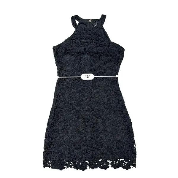 Lulu's Love Poem Black Crocheted Lace Dress SMALL Sunflower Pattern‎ LBD - Image 7