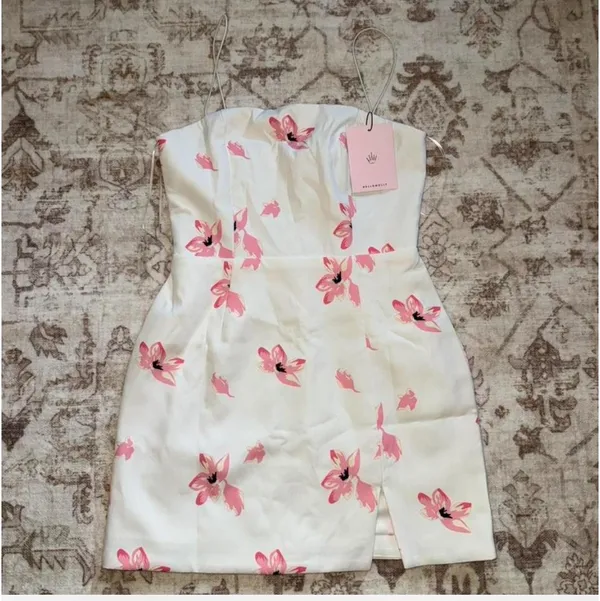Hello Molly white mini dress with pink flowers - Image 3