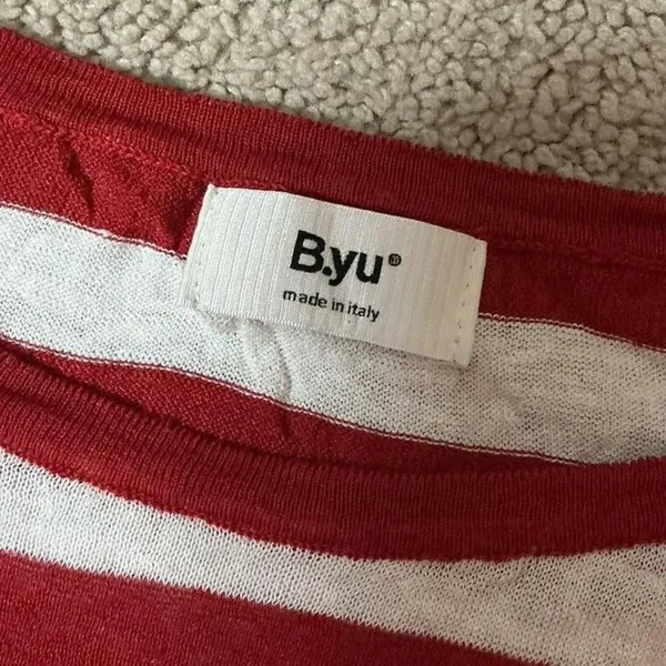 B.yu Made in Italy Fisherman Striped T-Shirt‎ Coastal Sustainable Women's Size L - Image 5