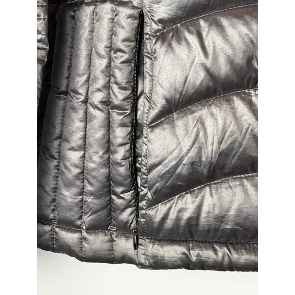 Andrew Marc Puffer Jacket Women Medium Pewter Lightweight Packable Down Hooded‎ - Image 6
