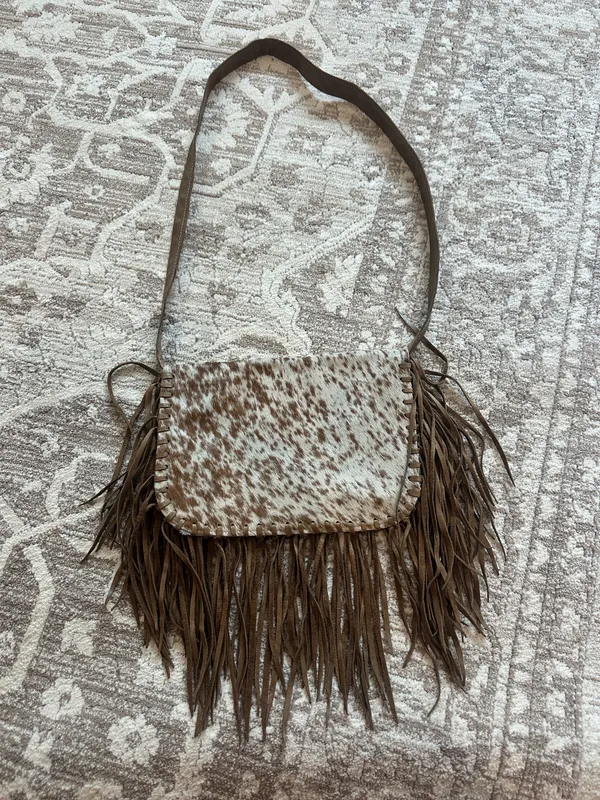 Cowhide Crossbody Purse Brown - Image 6