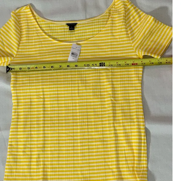 Ann Taylor Striped Scoop Neck Top-‎ Solarium Sun - Image 6