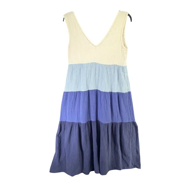 Marine Layer Corinne Colorblock Tiered Maxi Dress Womens S Blue Cotton Gauzy - Image 7