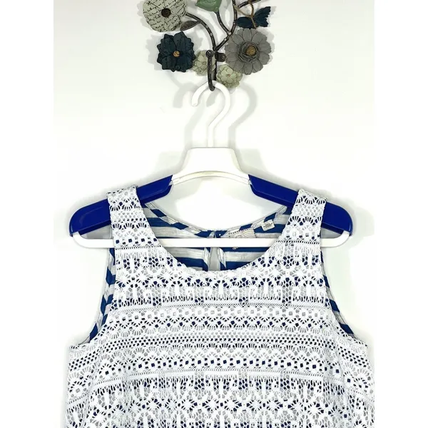 Postmark Anthropologie Tank Top Size Small Swing Trapeze Cropped Lace Layered - Image 4