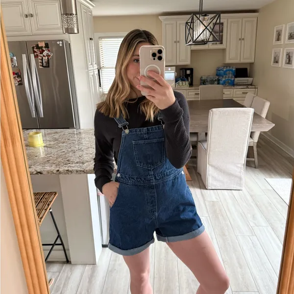 SHEIN Denim Short Overalls Women’s US L - Image 2