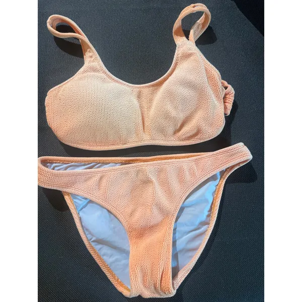 PILY Q Textured Two Piece Papaya Bikini Set w Padded Bust Size Medium PQ SWIM - Image 2
