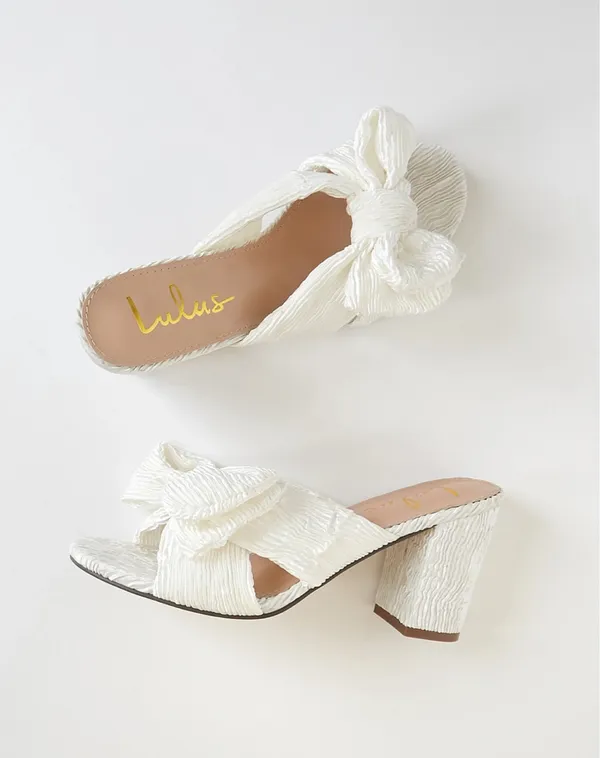 White Bow Heels Lulus - Image 3
