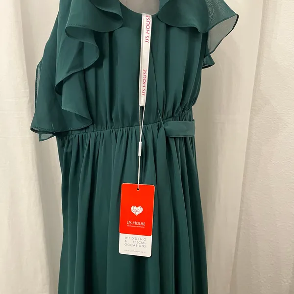 NWT JJ's House Chiffon Bridesmaid Dress Cascading Ruffles Sz 6 Dark Green 206476 - Image 12