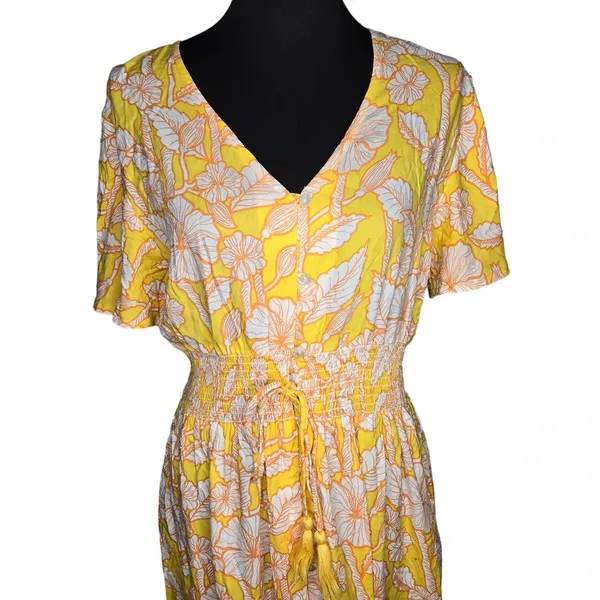 Margaux Riviera Yellow Floral Midi Dress‎ - Image 2