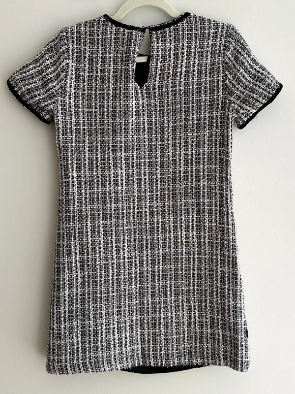 CeCe Tweed Shift Dress with Patch Pockets, Black/Pink/Gold/White, Size 4 - Image 10