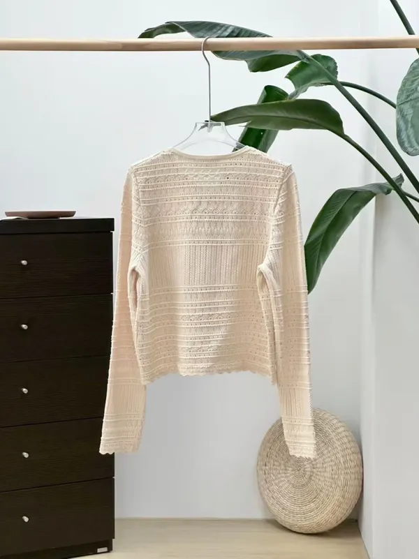 Sézane Cream Open-knit Lace Cardigan - Image 3