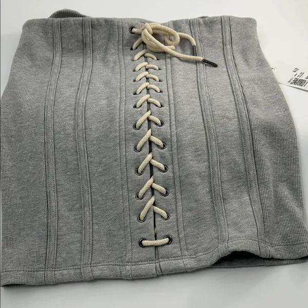 Forever 21 Heather Gray Lace-Up Skirt - Image 16