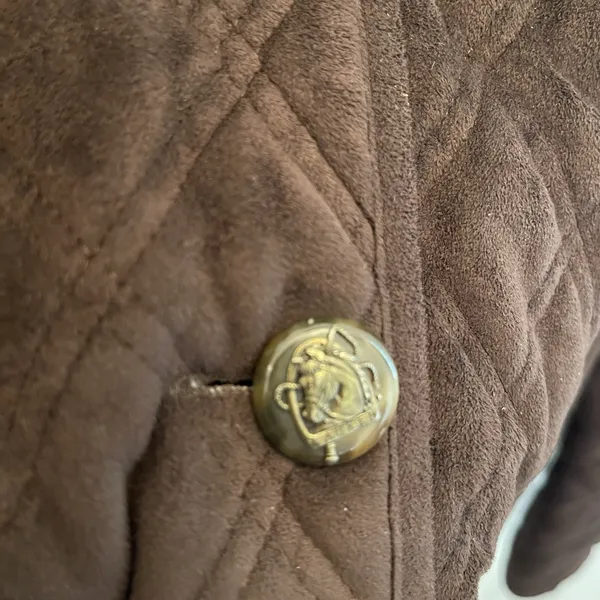 Lauren‎ Ralph Lauren Womens XL Quilted Velvet Velour Brown Barn Coat Jacket - Image 5