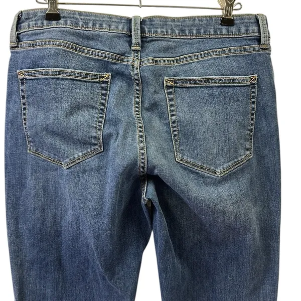 Ana Straight Leg Raw Hem Mid Rise Medium Wash Blue Jeans Womens 12 - Image 6