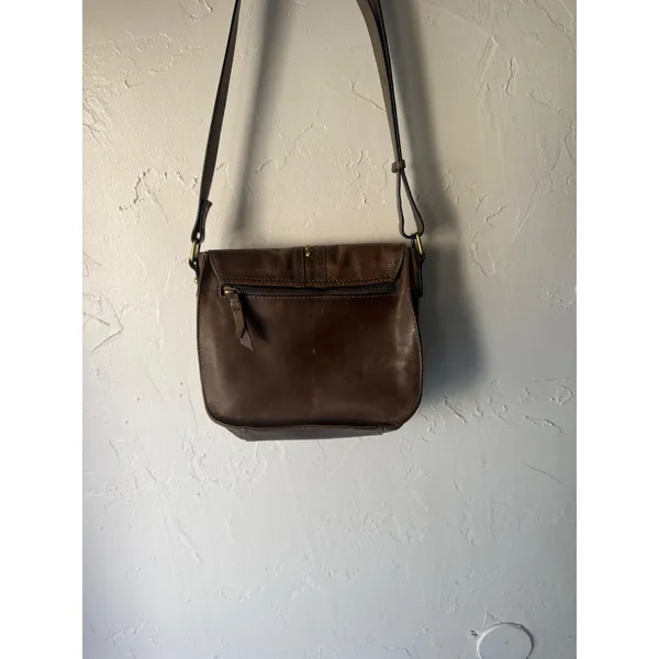 Börn Brown Leather‎ Studded Buckle Flap Messenger Bag Purse Western Boho - Image 3