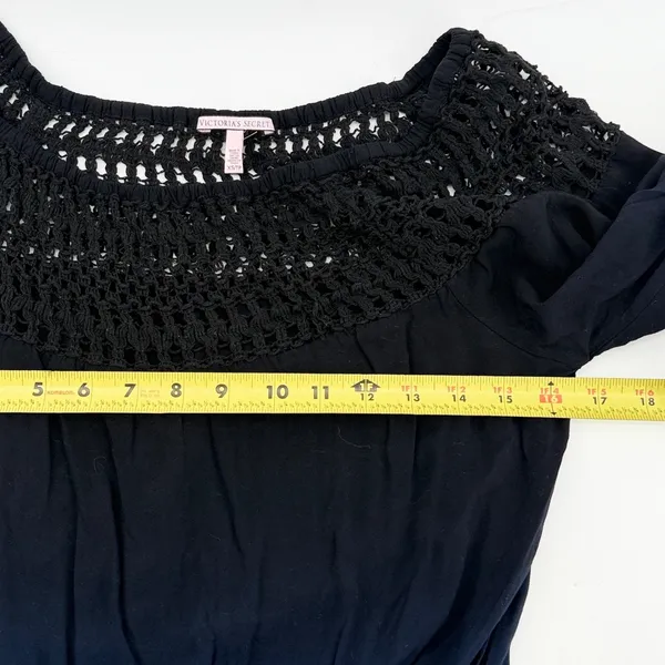 Victorias Secret Ombre‎ Crochet Neck Long Sleeve Romper Blue Black XS - Image 5