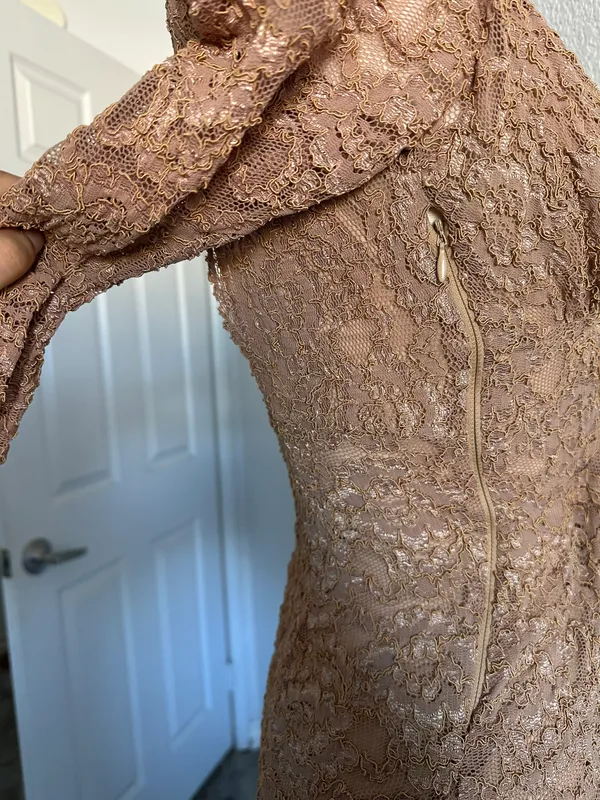 Lace Nude Dress Tan Size M - Image 5