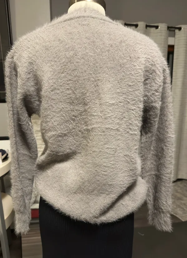 Boutique Women’s Cozy Cardigan Gray Button Down - Image 4