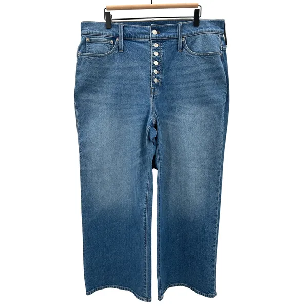 J Crew 96 Slim Cropped Ankle Leg Button‎ Fly Denim Jeans Medium Wash Size 33 - Image 2