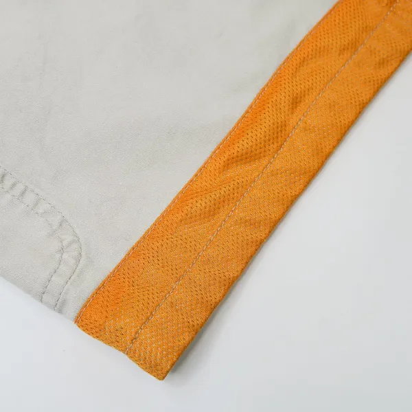Vintage 90s Bum Equipment Jeans Khaki & Orange Denim Overall Shorts - Image 9