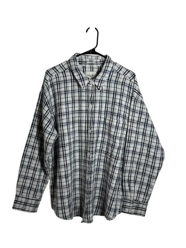 Abercrombie & Fitch Plaid Shirt Jacket Textured Tweed Shacket Oversized XL - Image 9