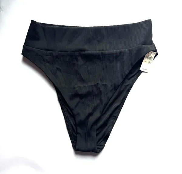 NEW Aerie Black High Cut Cheeky Ribbed Bikini Bottom - Image 5