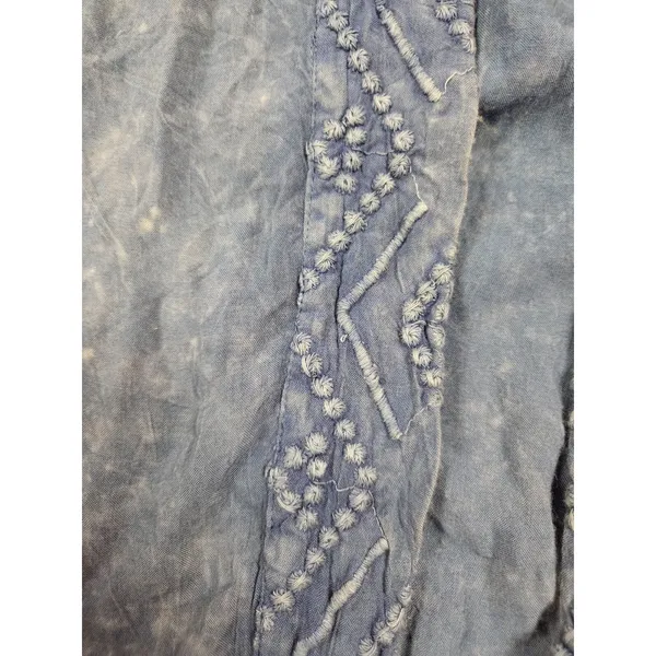 Lola P Mineral Wash Blue Rayon Cardigan Duster Made in India Size Large - Image 2
